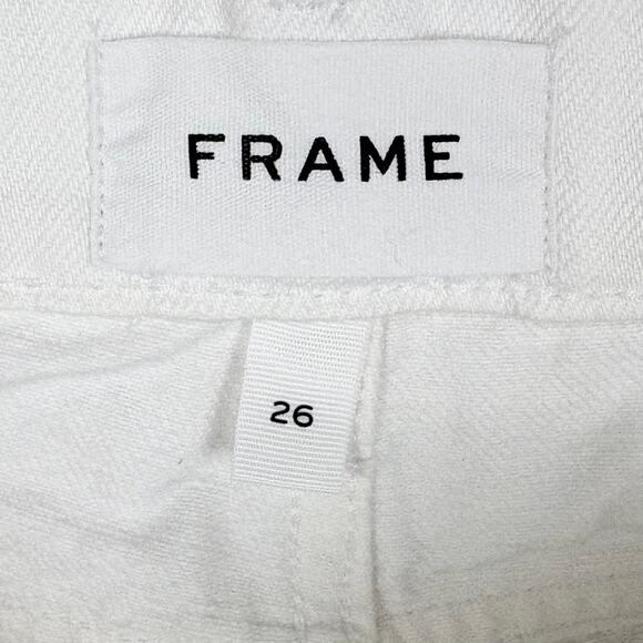 Frame Denim Le Garcon Distressed Jeans White Boyfriend Mid Rise Cotton Size 26 - Picture 5 of 13